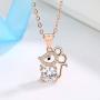 JOYID Cute Rat Mouse Pendant Necklace Copper Zircon Crystal Zodiac Sign Animal Natal Year Gift Women Jewelry