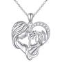 Mother Necklace Sterling Silver Mother and Child Love Heart Necklace For Mother Mom Mothers Day Gift