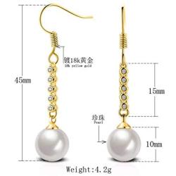 YAZILIND Drop Dangle Earrings Statement Gold Plated Crystal Pearl Women Fish Hook Earrings Sparkling Elegant Vintage Jewelry