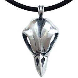 Crow Raven Skull Gothic Magic Spirit Bellatrix Lestrange Vintage Halloween Jewelry Wiccan Wicca Pagan Magic Wizard Mens Pendant Necklace Protection Amulet Wealth Money Charm Safe Travel Talisman