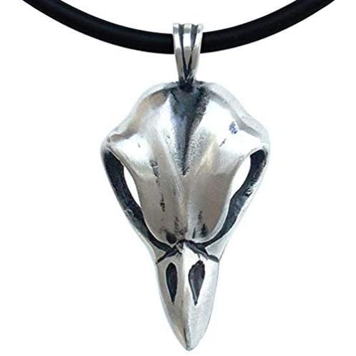 Crow Raven Skull Gothic Magic Spirit Bellatrix Lestrange Vintage Halloween Jewelry Wiccan Wicca Pagan Magic Wizard Mens Pendant Necklace Protection Amulet Wealth Money Charm Safe Travel Talisman