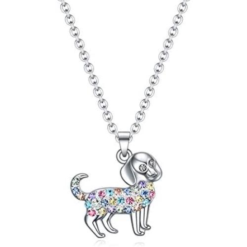 Dog Pendant Necklace Jewelry for Women Girls Kids,Silver Plated Dog Lovers Gifts for Kids Jewelry