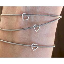 Emerson & Oliver Dia Spring Charm Bracelets – Set of 3 Simple, Inspirational, Boho, Minimalist Bracelets with Cut-Out Heart Charm