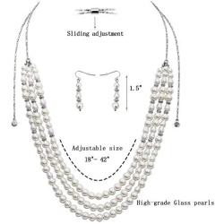 S SUSANN Faux Pearl Necklace Set Imitation Pearl Necklace and Earring Good Gift for Women