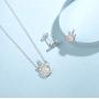 FANCIME Sterling Silver Cat/Unicorn/Elephant Stud Earrings Created Fire Opal Cute Animal Mini Tiny Dot Small Round Disc Fine Jewelry for Women Girls