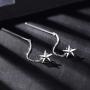 INFUSEU Sterling Silver Star Moon Stud Earrings for Women, Cubic Zirconia CZ Trendy Jewelry Gifts for Ladies