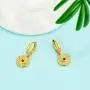 Evil Eye Coin Dangle Hoop Earrings 14K Gold Plated Cubic Zirconia Medallion Pendant Earrings Jewelry Gift for Women