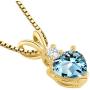 14 Karat Yellow Gold Heart Shape 0.75 Carats Aquamarine Diamond Pendant