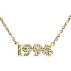 Birth Year Number Necklace Crystal Pendant Necklaces Birthday Gift Anniversary Date Jewelry for Women Girls