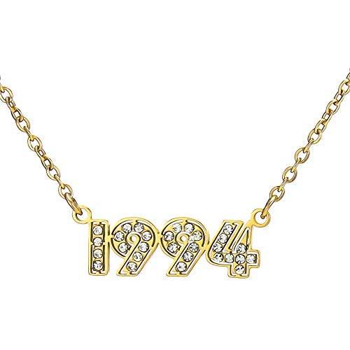 Birth Year Number Necklace Crystal Pendant Necklaces Birthday Gift Anniversary Date Jewelry for Women Girls