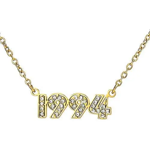Birth Year Number Necklace Crystal Pendant Necklaces Birthday Gift Anniversary Date Jewelry for Women Girls