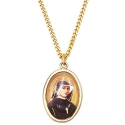 Rosemarie Collections Womens Religious Oval Medal Pendant Necklace (Divine Mercy/St Faustina)