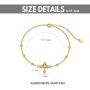 14K Yellow Gold Cross Bracelet for Women Girls Real Gold Moissanite Bead Thin Chain Bracelet Christmas Anniversary Valentines Day Gifts, 7+1+1 inch