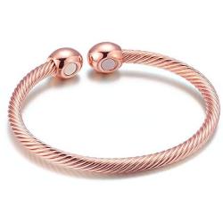 Elegant Magnetic Bracelet Copper Therapy Magnets Bangle for Arthritis Pain for Women Men Gifts for Fathers Day (Rose Gold)