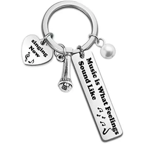 HN HNHB Musical Lover Gifts Music is What Feelings Sound Like Keychain I Love Singing Silver for Musician Singsing Performance HN HNHB Musical Lover Gifts Music is What Feelings Sound Like Keychain I Love Singing Silver for Musician Singsing Performance