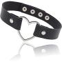IVRRISS Gothic Jewelry PU Leather Choker Necklace for Women Girls, O Ring Love Heart Punk Rock Adjustable Black Collar Choker Cosplayer