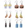 Pizza Hamburger French fries Hot dog Cola Novelty Food Stud Earring Set for Women Girls Jewelry Gifts 6 Pairs Pack