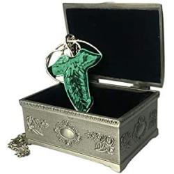 YANJIKEJI Elven Green Leaf Brooch Pin Pendant Necklace Earrings with Jewelry Box
