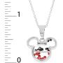Disney Womens and Girls Jewelry Mickey or Minnie Mouse Sterling Silver Crystal Head Silhouette Shaker Pendant,18''