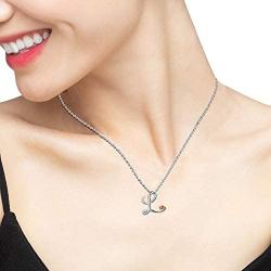 Aniu Initial Letter Necklace for Women, Sterling Silver Cursive Script Name Pendant, Alphabet Personalized Charm Jewelry Gift (Letter L)