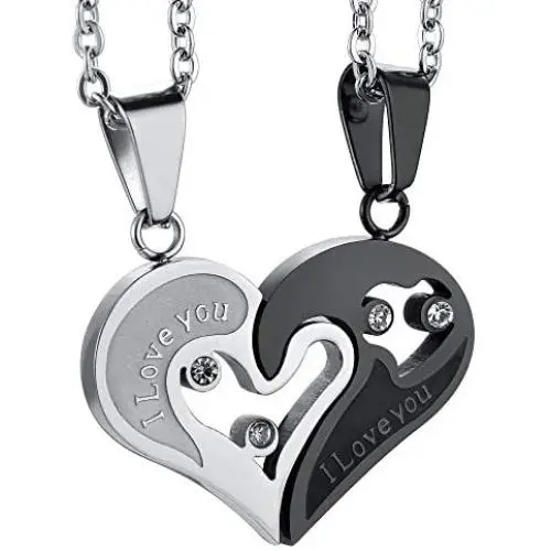 Sllaiss His&Hers Pendants Crystal from Swarovski Couples Necklace Puzzles Love Matching Heart Necklace Sllaiss His&Hers Pendants Crystal from Swarovski Couples Necklace Puzzles Love Matching Heart Necklace