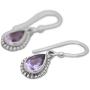 NOVICA Teardrop Shape Amethyst .925 Sterling Silver Dangle Earrings Radiant Lilac