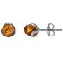 Amber Sterling Silver Small Ball Stud Earrings