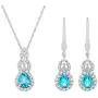 .925 Sterling Silver, Pear Cut Swiss Blue Topaz & Created White Sapphire Teardrop 18'' Pendant Necklace and Dangle Earring December Jewelry Set .925 Sterling Silver, Pear Cut Swiss Blue Topaz & Created White Sapphire Teardrop 18'' Pendant Necklace and Dangle Earring December Jewelry Set