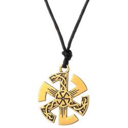 fishhook Pagan Sun Wheel Celtic Knot Raven Crow Symbol Pendant Necklace