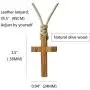 Natural Olive Wood Cross Pendant Necklace for Men Women Children Kids Boy Girl Gift Wooden Car Rearview Mirror Pendant
