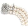 Mariell Genuine Freshwater Pearl 3-Strand Bridal Bracelet - Luxe 3-Row Pearl Bracelet with CZ Clasp
