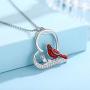 JUSTKIDSTOY Cardinal Necklace Jewelry 925 Sterling Silver Red Bird Pendant Necklace Memorial Gifts for Women Friends