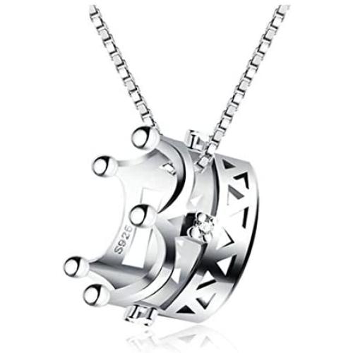 AceCraft Queen Crown Necklace, 925 Sterling Silver Pendant Fashion Women Jewelry Charms Gift for Teen Girl/Bridesmaid/Mom/Her