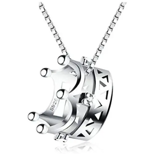 AceCraft Queen Crown Necklace, 925 Sterling Silver Pendant Fashion Women Jewelry Charms Gift for Teen Girl/Bridesmaid/Mom/Her