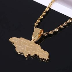 Silver Stainless Steel Jamaica Map Pendant Necklaces Jewellery Heart Jamaican Map Jewelry