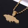 Silver Stainless Steel Jamaica Map Pendant Necklaces Jewellery Heart Jamaican Map Jewelry
