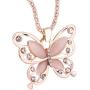???? Orcbee ???? _Fashion Women Rose Gold Opal Butterfly Charm Pendant Long Chain Necklace Jewelry