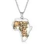Nofade Silver Africa Map with Elephant/Eye of Horus Pendant Gold&Silver Two Tone Vintage African Style Necklace for Women Men, Chain 18