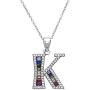 Pori Jewelers Sterling Silver Baguette and Round-Cut Crystal Initial Pendant Necklace