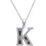 Pori Jewelers Sterling Silver Baguette and Round-Cut Crystal Initial Pendant Necklace