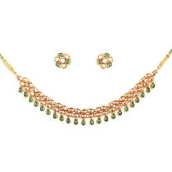 Touchstone ''Contemporary Kundan Collection Indian Bollywood Traditional Mughal Kundan polki Look Designer Jewelry Necklace Set for Women in Gold Tone