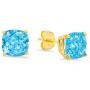 Certified 14k Gold Cushion-Checkerboard-Cut Genuine Gemstone Pendant Necklace & Stud Earring Boxed Set, 18''