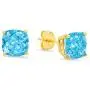 Certified 14k Gold Cushion-Checkerboard-Cut Genuine Gemstone Pendant Necklace & Stud Earring Boxed Set, 18''