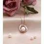 Rose Gold Pearl Jewelry Set Women Two Tone Circle Pearl Enameled Leverback Earrings and Pendant Necklace Bridal Bridesmaids Wedding Jewelry Set
