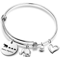 G-Ahora Mama Elephant Bracelet Keychain Necklace Mama and Baby Elephant Jewelry Elephant Gift for Mom New Mommy