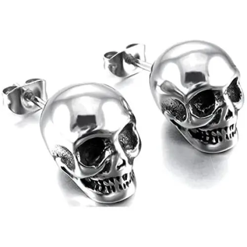 Fusamk Punk Piercing Body Jewelry Titanium Steel Skull Stud Earrings Fusamk Punk Piercing Body Jewelry Titanium Steel Skull Stud Earrings