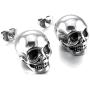 Fusamk Punk Piercing Body Jewelry Titanium Steel Skull Stud Earrings