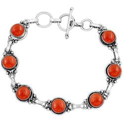 Carnelian Bracelet 925 Silver Overlay Handmade Boho Style Jewelry