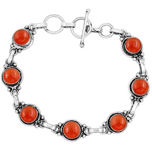 Carnelian Bracelet 925 Silver Overlay Handmade Boho Style Jewelry