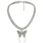 Butterfly Cuban Link Necklace Set Hip Hop Rhinestone Chock Chain Iced Out Sparking Bling Zircon Crystal Collar Animal Butterfly Pendant Necklace for Women Girl Party Jewelry-A Silver Butterfly Cuban Link Necklace Set Hip Hop Rhinestone Chock Chain Iced Out Sparking Bling Zircon Crystal Collar Animal Butterfly Pendant Necklace for Women Girl Party Jewelry-A Silver